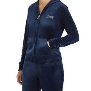 Juicy Couture Large Regal Blue Logo Velour Tracksuit Hoodie And Pants